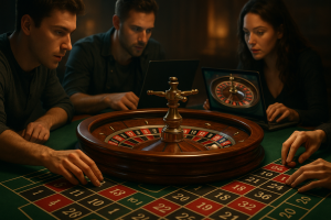 Online roulette wheel with virtual bets